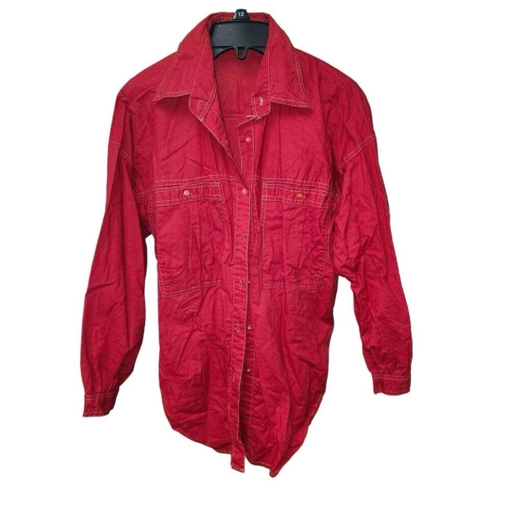 VTG Mahudi Women's Medium Red Long Sleeve Button Front Shirt Western Miami FL